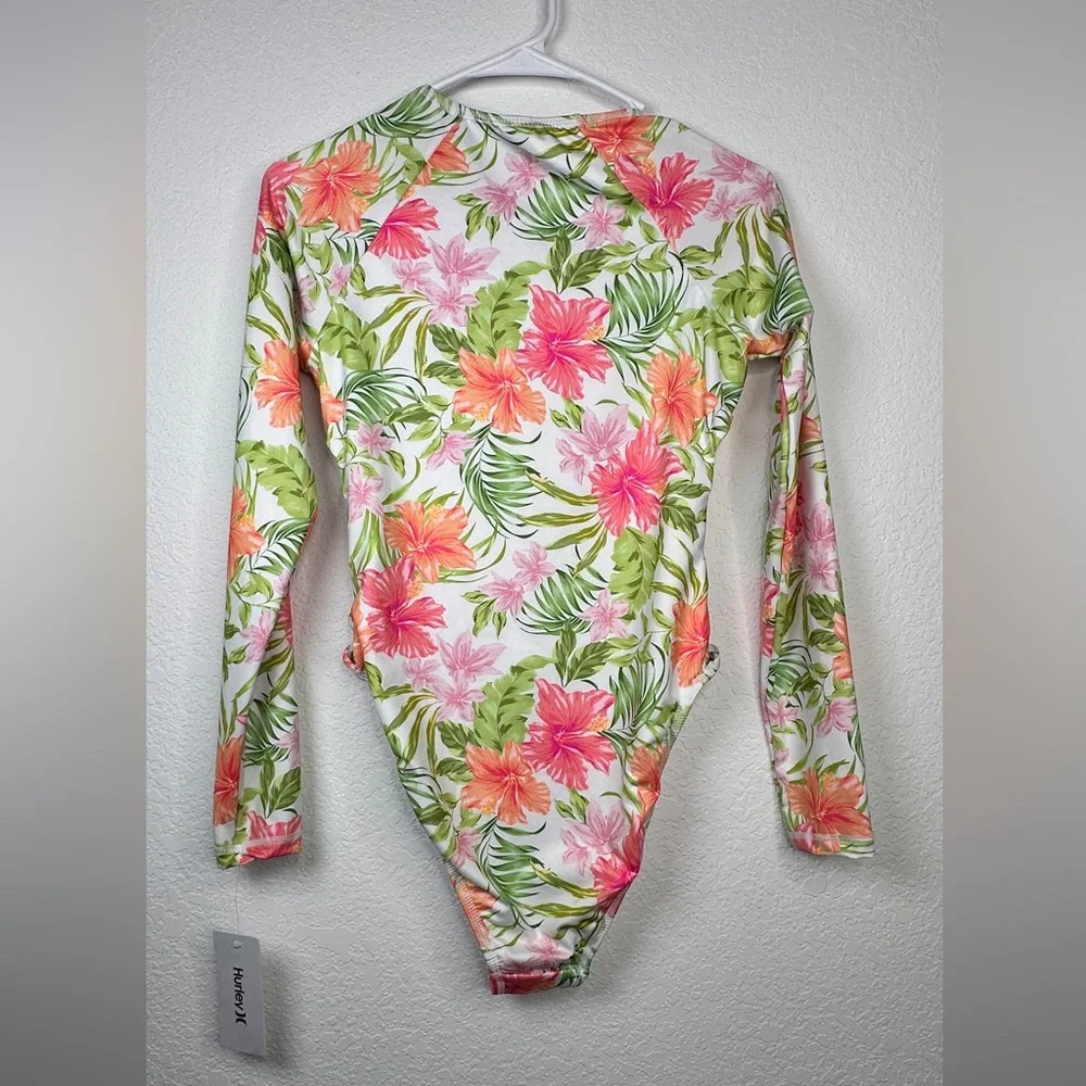 HURLEY Women’s Surf Floral With Zipper Swimsuit Size M - Picture 4 of 9